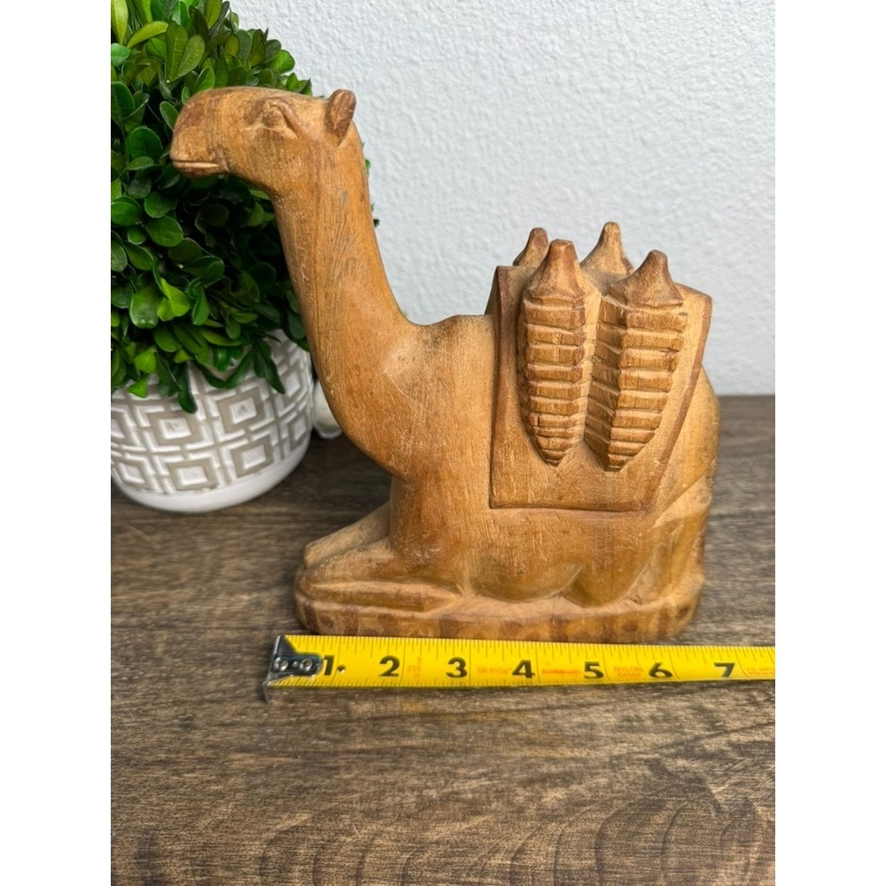 Vintage Hand Carved Wood Camel Nativity Figurine Christmas Folk Art 8" Manger - Picture 11 of 13
